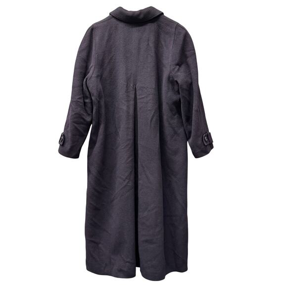 Vintage Alexon Overcoat Womens 12 Cashmere Wool Navy Blue Long Button Up Classic - Picture 2 of 9